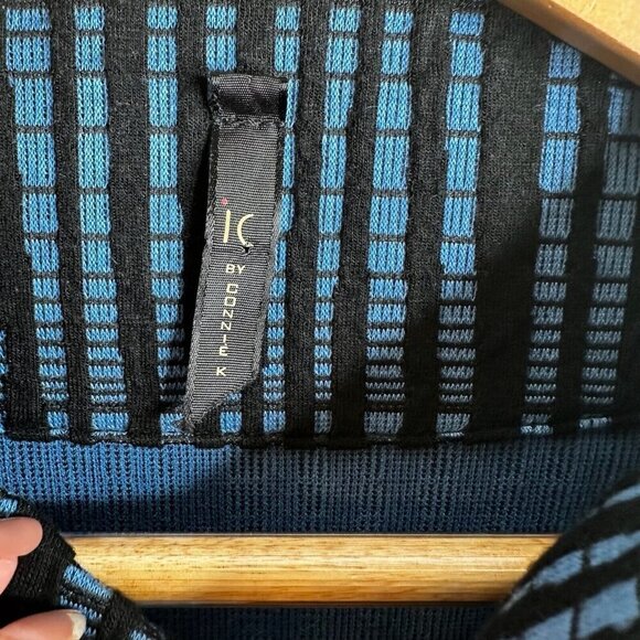 IC By CONNIE K Jacket Sz L Black Blue Textured Single Button Artsy Lagenlook - Picture 8 of 13
